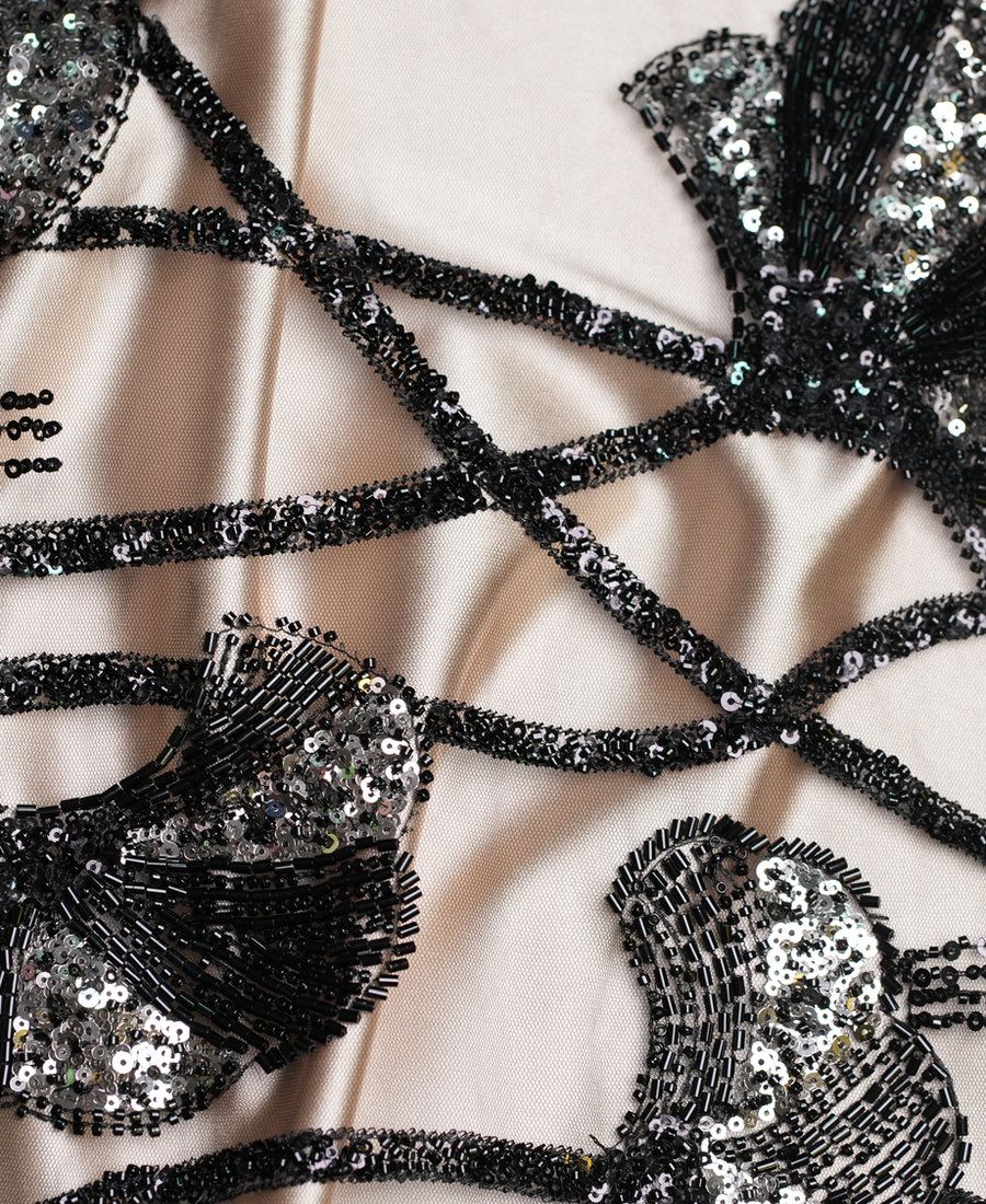 Beaded sequin tulle